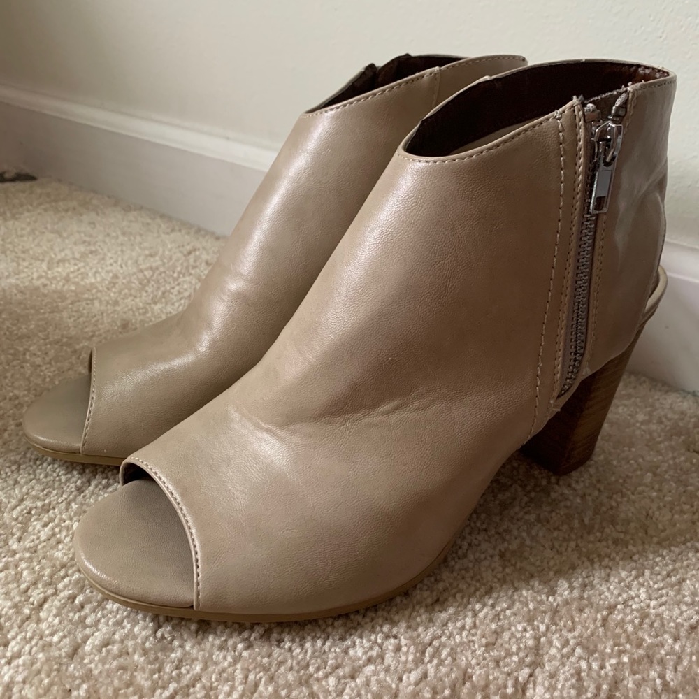 Tan Peep Toe Booties